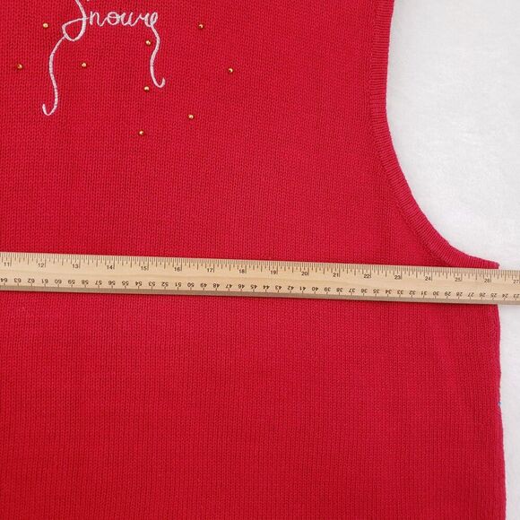 Vintage Designers Originals Studio Sweater Vest Women red 3X Snowman Christmas - Picture 6 of 9